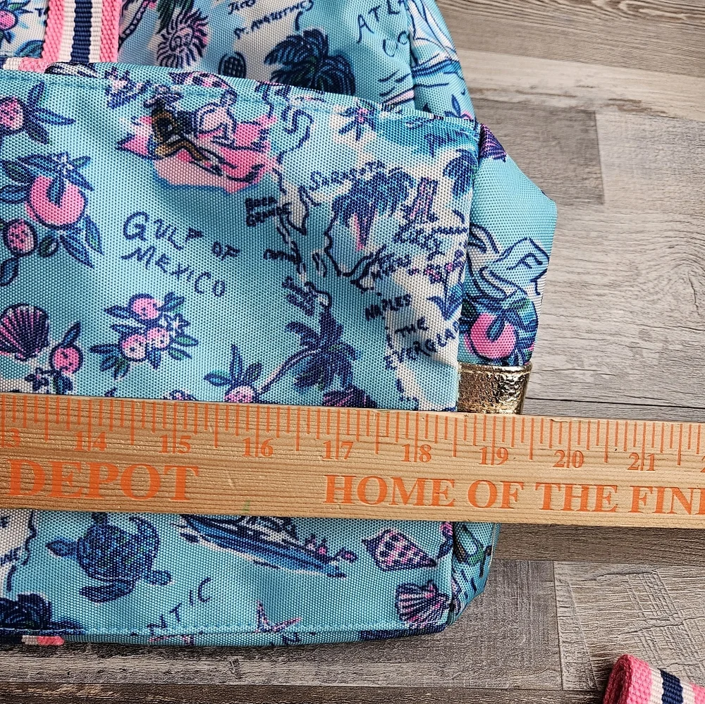 Lilly Pulitzer Amalfi Blue Lilly's Roadtrip Florida Print Tote Bag NWOT